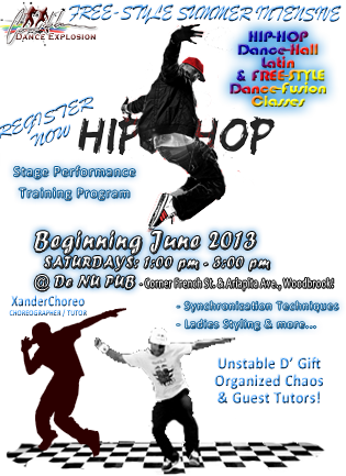Free-Style, Hip-Hop, Dance-Hall, Latin, Modern-Contemporary, Folk, Indo & Afro Caribbean Dance